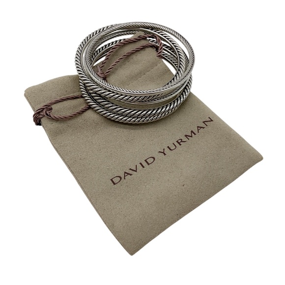 DAVID YURMAN STERLING SILVER CABLE BANGLE BRACELET (SET OF 5) - Picture 9 of 9
